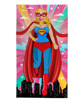 Personalised Beach Towel - Add your face to Superwomen - Two variants