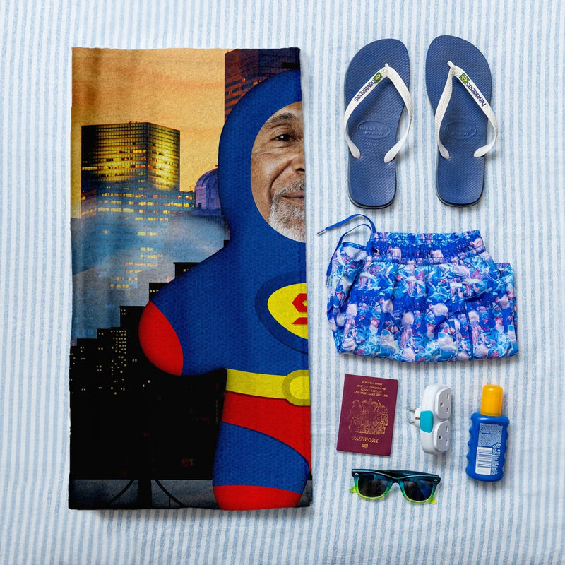 Personalised Superman In The City - Mini Me - Custom Beach Towel