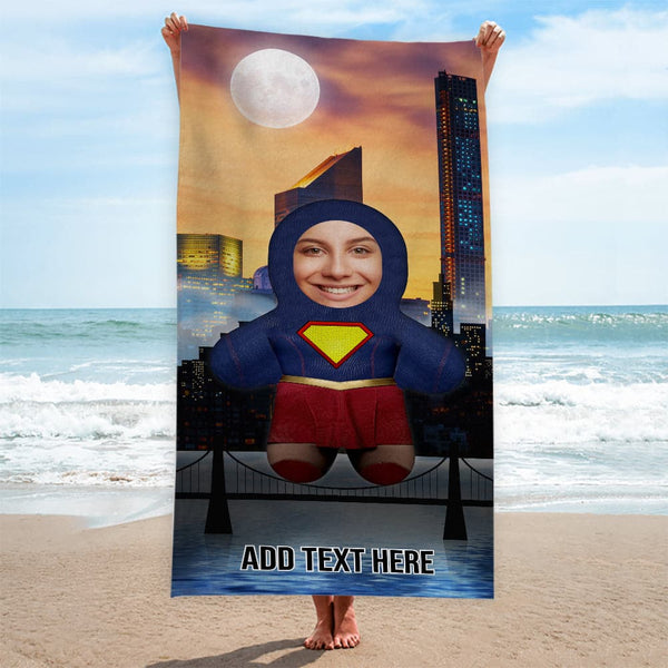 Personalised Superwomen In The City - Mini Me - Custom Beach Towel