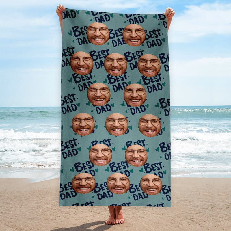 Personalised Beach Towel - Scatter Face - Best Dad