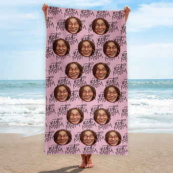 Personalised Beach Towel - Scatter Face - Best Mum