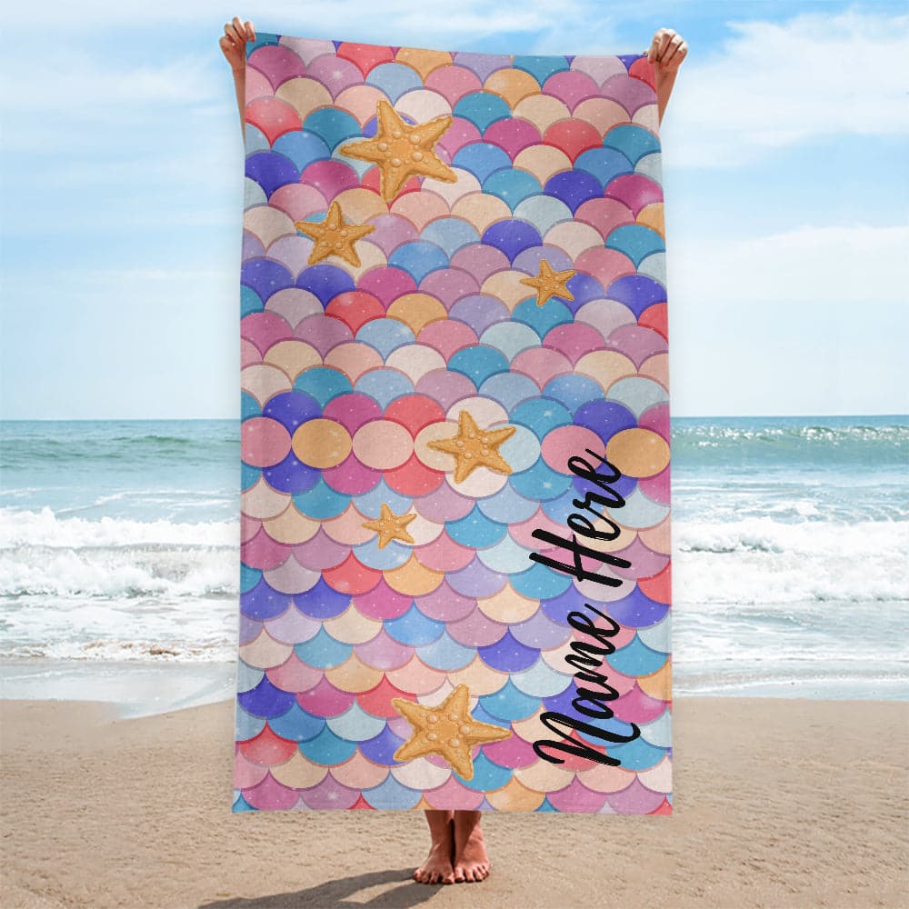 Personalised Beach Towel - Mermaid Scales