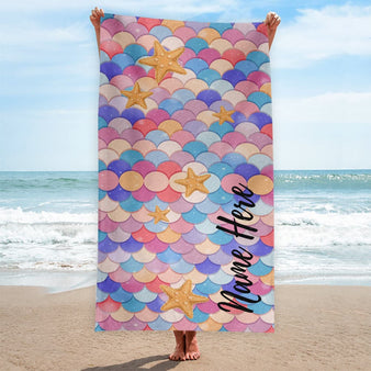 Personalised Beach Towel - Mermaid Scales