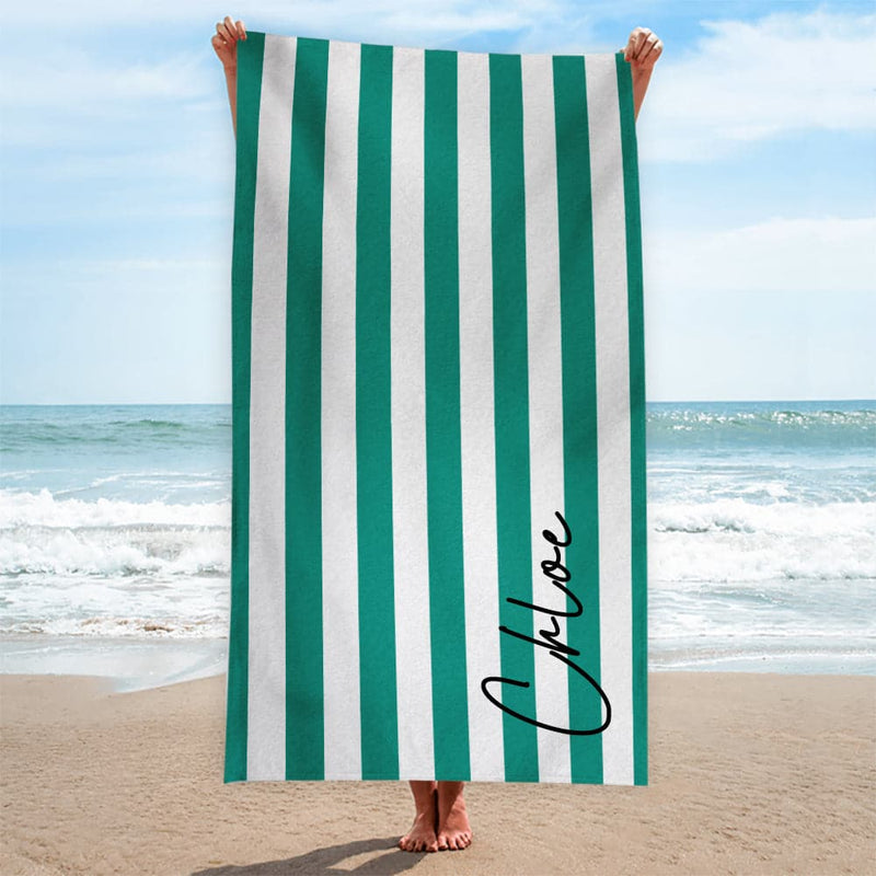 Personalised Stripe Beach Towel - Choose Your Colour