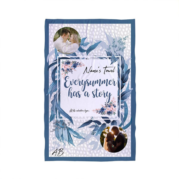 Summer Story - Blue Boarder - Beach Towel