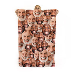 Your Face All Over - Add 2 Faces - Large Personalised Lightweight, Microfibre Beach Towel
