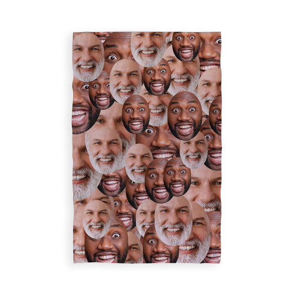 Your Face All Over - Add 2 Faces - Large Personalised Lightweight, Microfibre Beach Towel