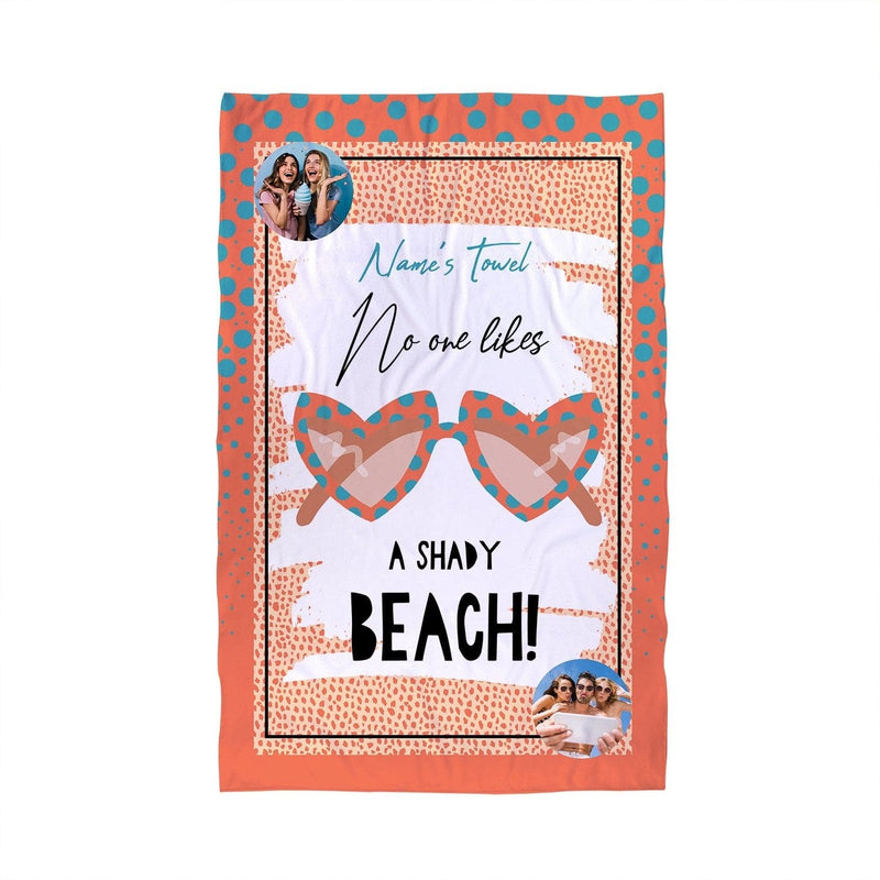 Shady Beach - Red Boarder - Beach Towel