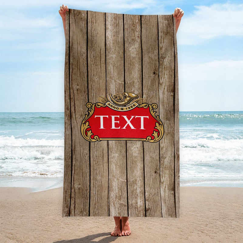 Personalised Beach Towel - Wood