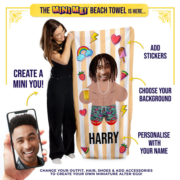 Create Your Own Mini Me™ - Personalised Lightweight, Microfibre Beach Towel - 150cm x 75cm