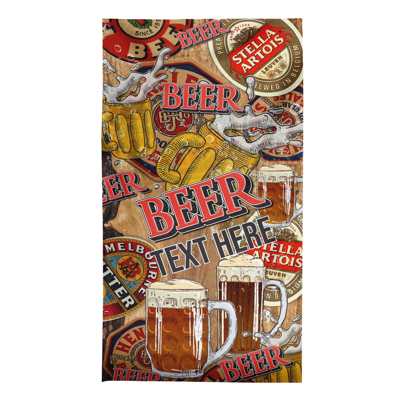 Beer Collage - Personalised Beach Towel - 150CM X 75CM