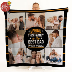 Family Dad - 9 Photo - Photo Fleece Blanket