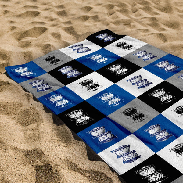 Birmingham City FC Chequered - Personalised Beach Lightweight, Microfibre Towel - 150cm x 75cm - Officially Licenced