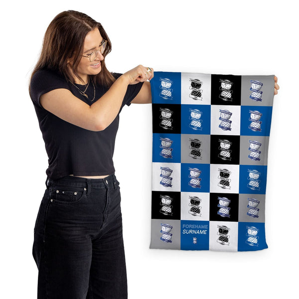 Birmingham City FC - Chequered Personalised Lightweight, Microfibre Tea Towel - Officially Licenced