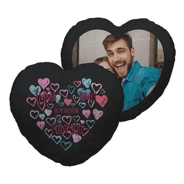 Valentines Day Heart Shaped Photo Cushion