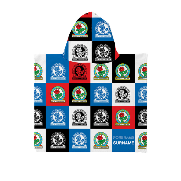 Blackburn Rovers FC - Chequered Kids Hooded Lightweight, Microfibre Towel - Officially Licenced