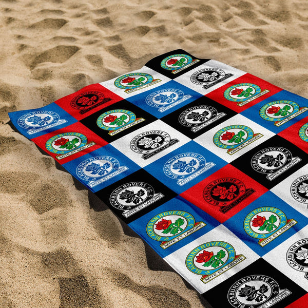Blackburn Rovers FC Chequered - Personalised Beach Towel 