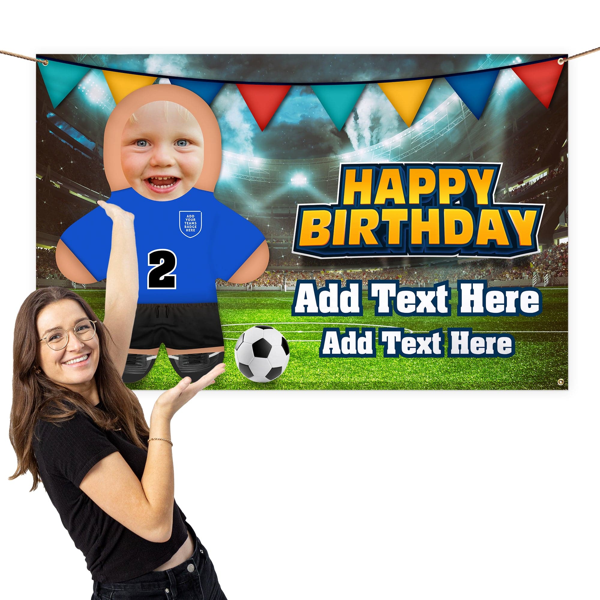 Football - Choose Your Colour Shirt - Mini Me World - Personalised 5FT X 3FT Banner
