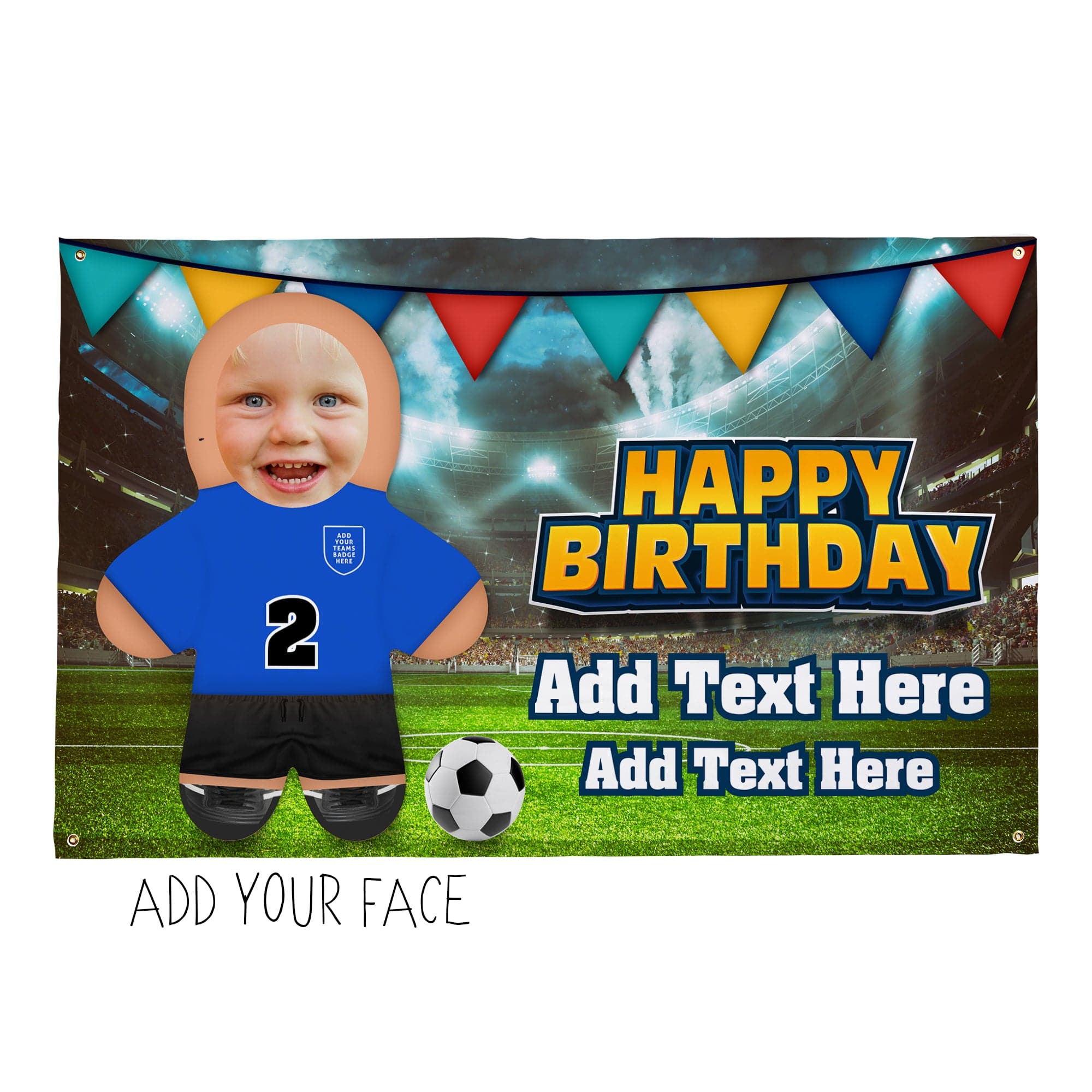 Football - Choose Your Colour Shirt - Mini Me World - Personalised 5FT X 3FT Banner