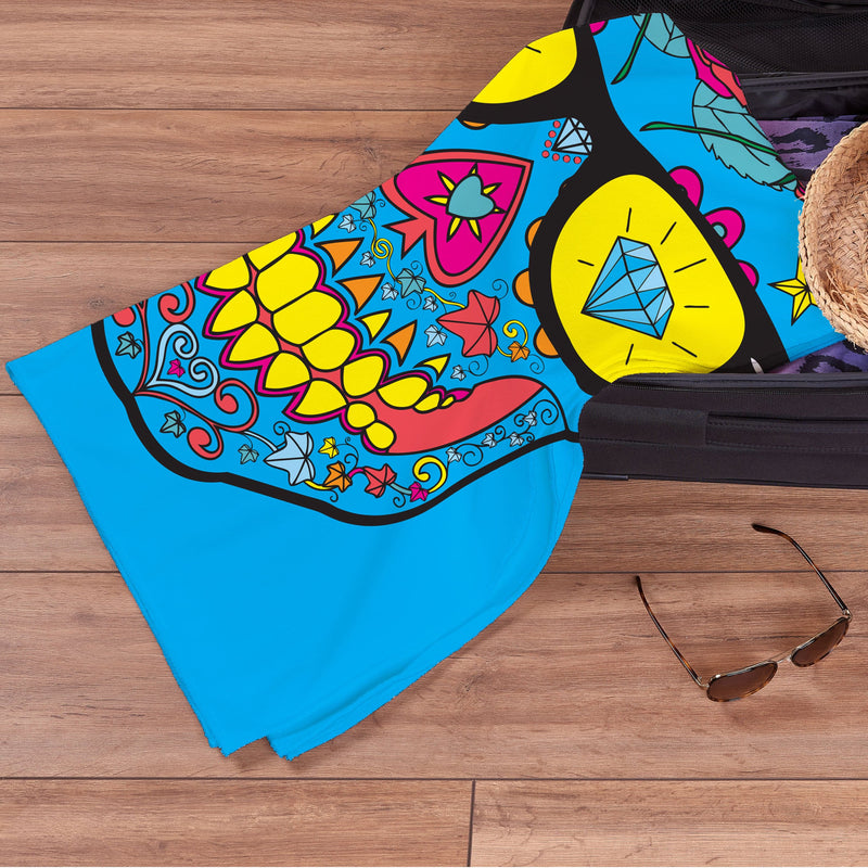 Personalised Beach Towel - Candy Skull Blue