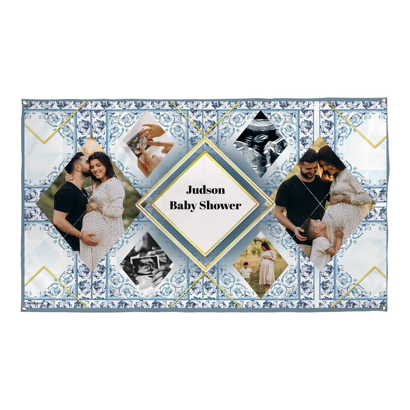 Any Occasion Photo Banner - Blue Dimond Tile - Edit Text - 5FT X 3FT
