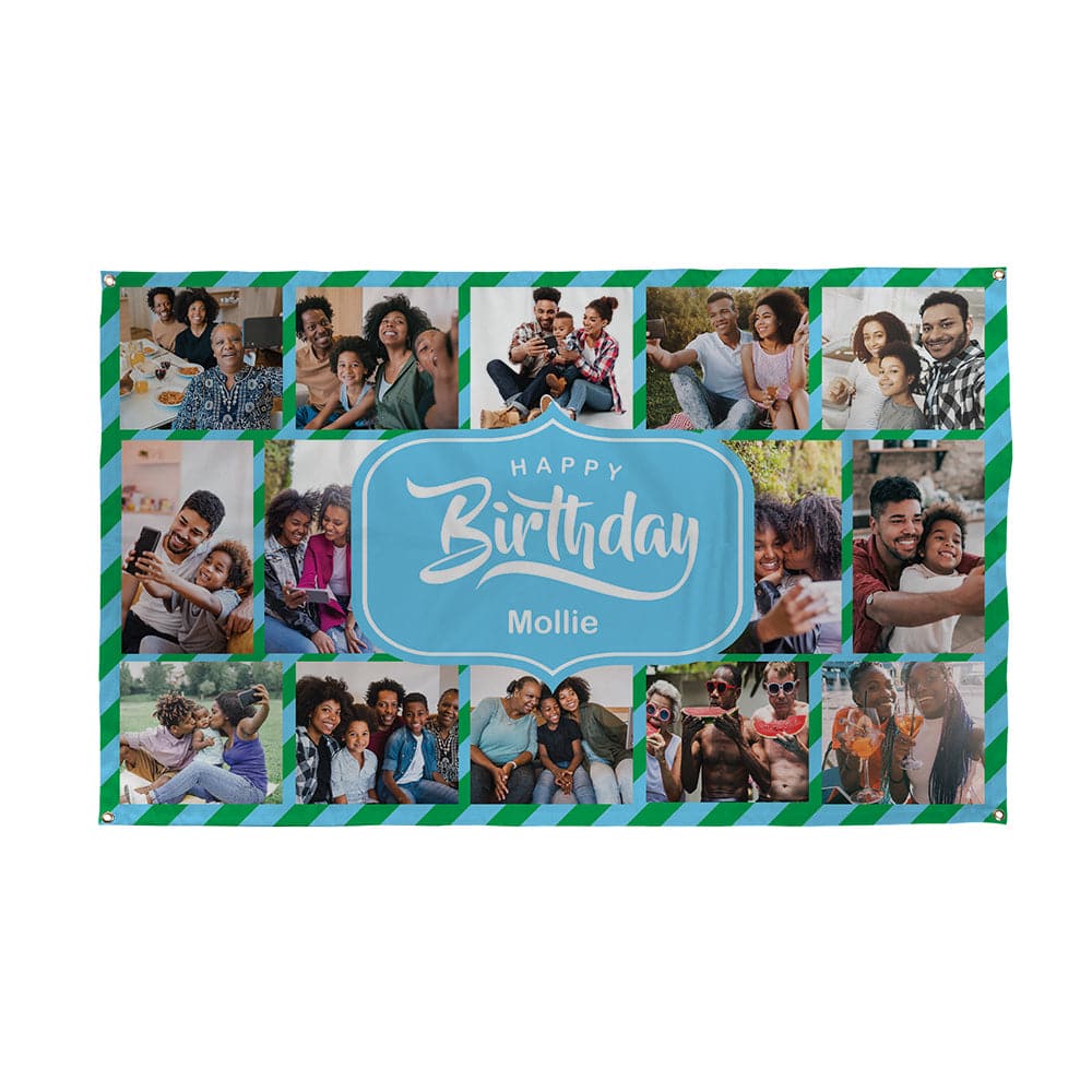 Personalised Happy Birthday BannerPersonalised Name Happy Birthday Banner - 5 Colour Options - 5ft x 3ft