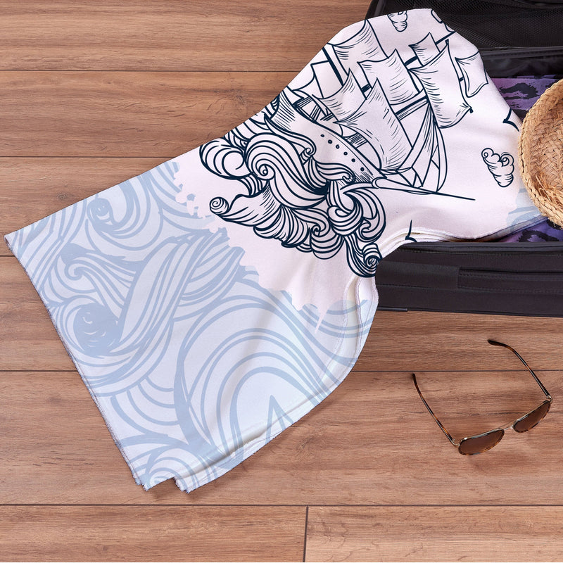 Personalised Beach Towels - Boat & Waves