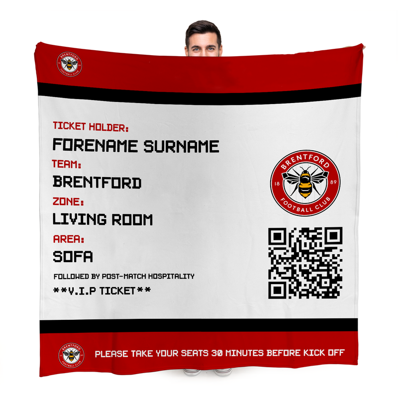 Brentford FC - Football Ticket Fleece Blanket - Officially Licenced
