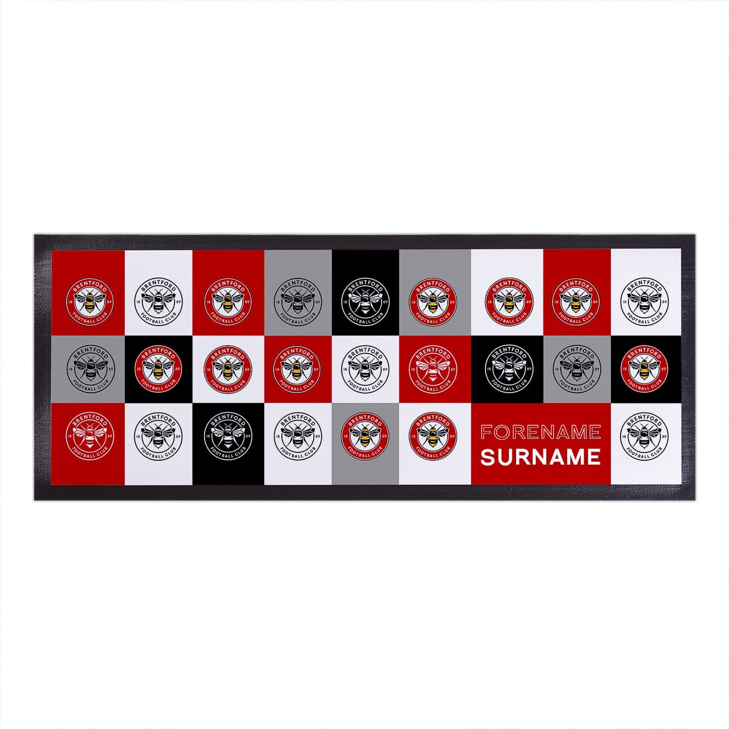 Brentford FC - Chequered Personalised Bar Runner - Officially Licenced
