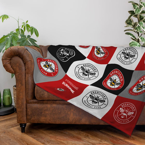 Brentford FC - Chequered Fleece Blanket - Officially Licenced