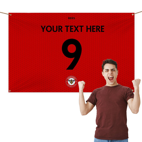 Brentford FC - Personalised Name Number 5ft x 3ft Fabric Banner - Officially Licenced