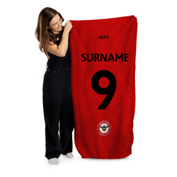 Brentford FC Name Number - Personalised Lightweight, Microfibre Beach Towel - 150cm x 75cm - Officially Licenced