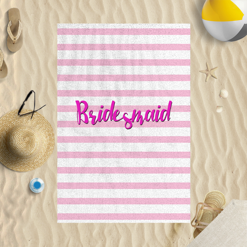 Personalised Pink Striped Bridesmaid Beach Towel