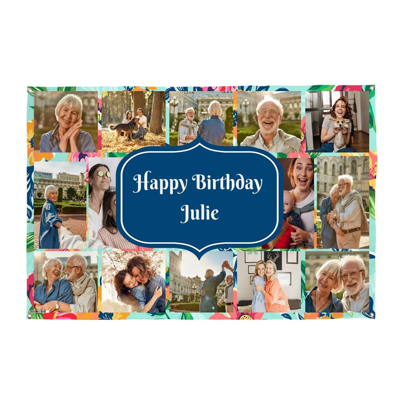 Any Occasion Photo Banner - Colourful Floral - Edit Text - 5FT X 3FT