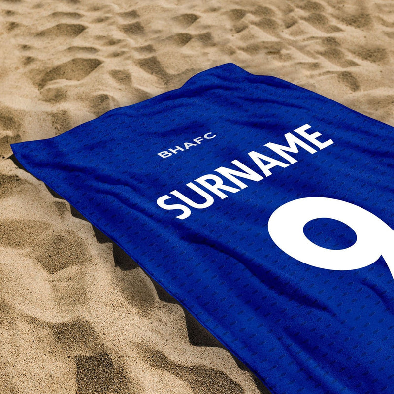 Brighton and Hove FC Name Number - Personalised Beach Towel - 150cm x 75cm - Officially Licenced