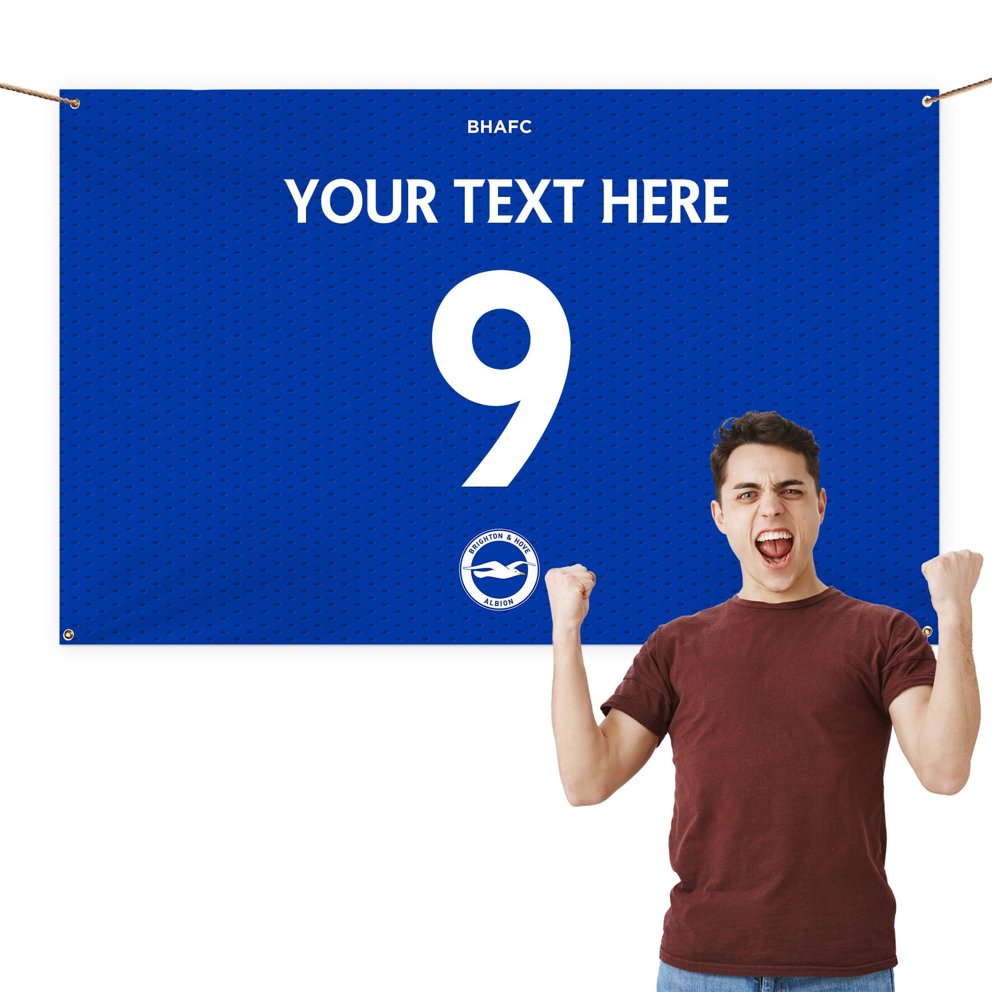 Brighton and Hove FC - Personalised Name Number 5ft x 3ft Fabric Banner - Officially Licenced