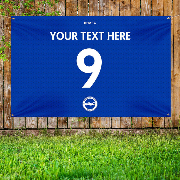 Brighton and Hove FC - Personalised Name Number 5ft x 3ft Fabric Banner - Officially Licenced