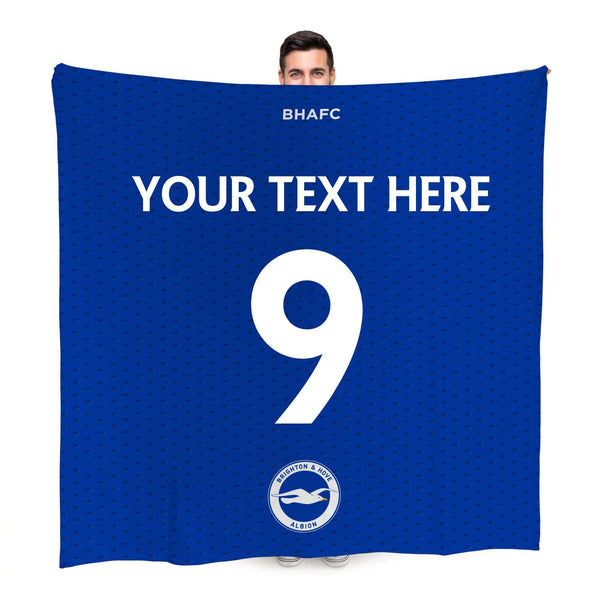 Brighton and Hove FC - Name and Number Fleece Blanket - Officially Licenced