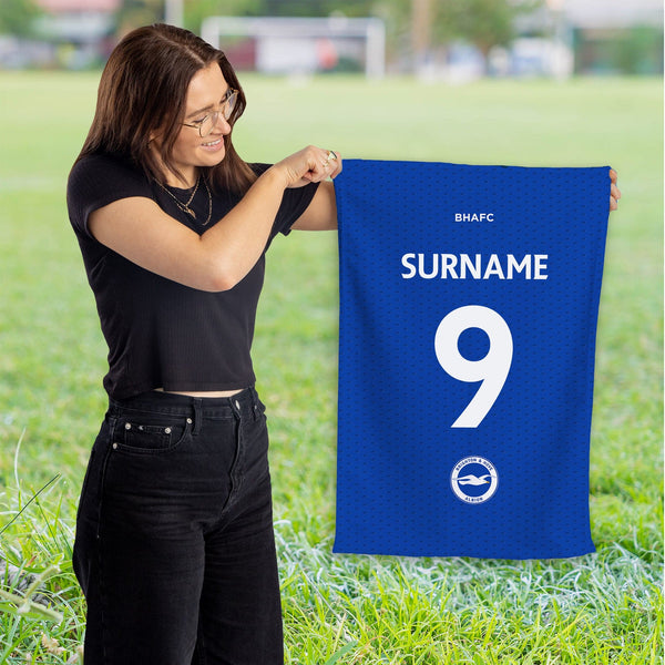 Brighton and Hove FC - Name and Number Personalised Tea Towel - Officially Licenced