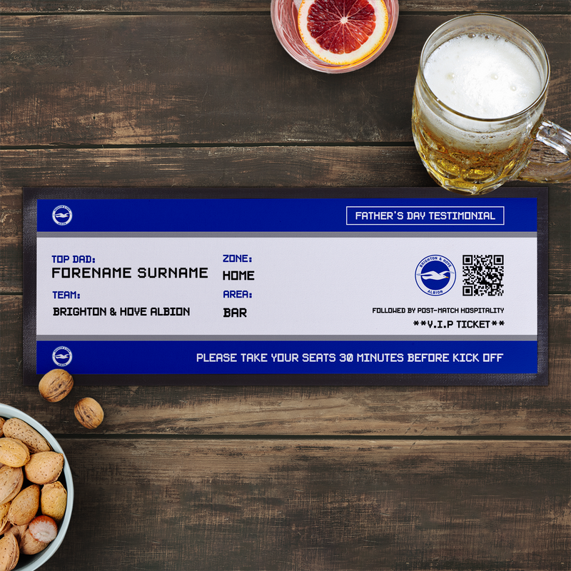 Brighton & Hove Albion FC - Football Ticket Personalised Bar Runner - Officially Licenced