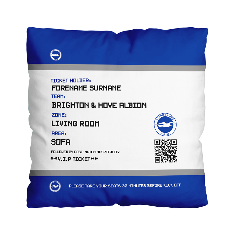 Brighton and Hove FC - Football Ticket 45cm Cushion - Officially Licenced