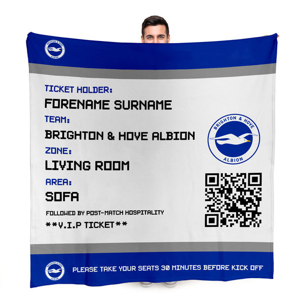 Brighton & Hove Albion FC - Fathers Day Ticket Fleece Blanket - Officially Licenced