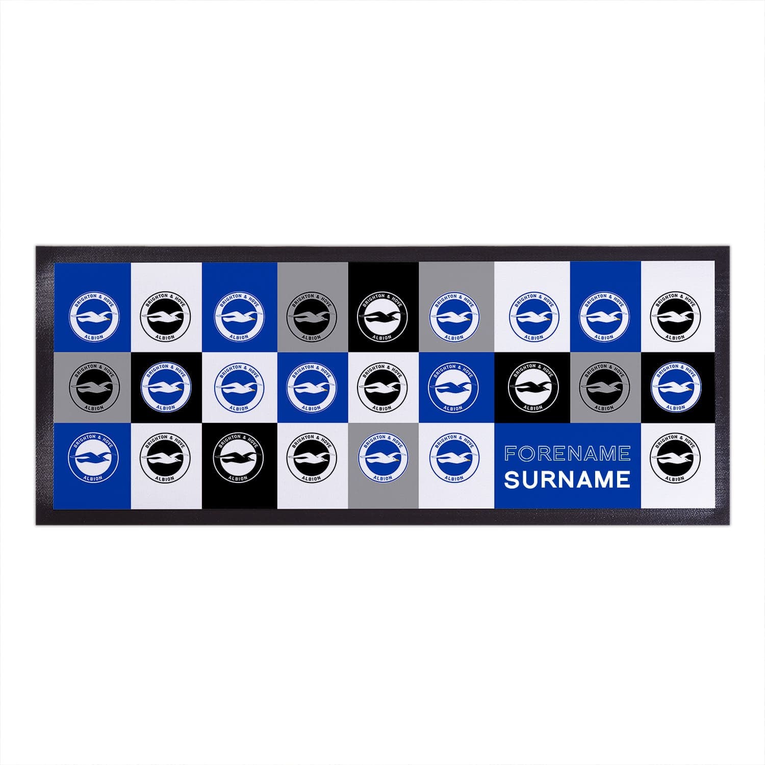 Brighton & Hove Albion FC - Chequered Personalised Bar Runner - Officially Licenced
