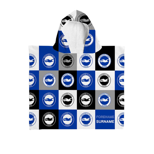 Brighton & Hove Albion FC - Chequered Kids Hooded Towel - Officially Licenced