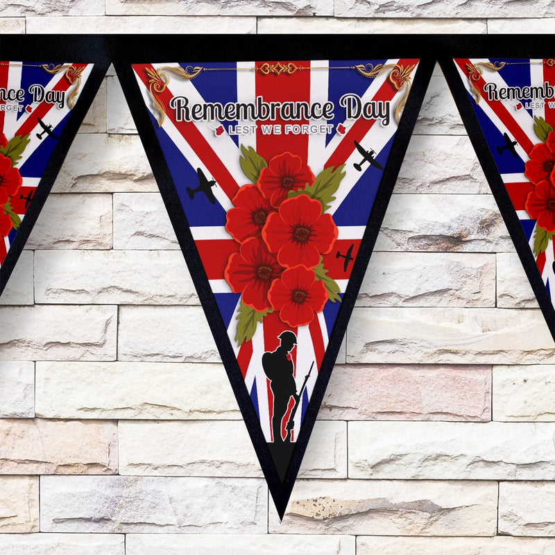 Remembrance Day - Gold Flag Edge - 3m Fabric Bunting 