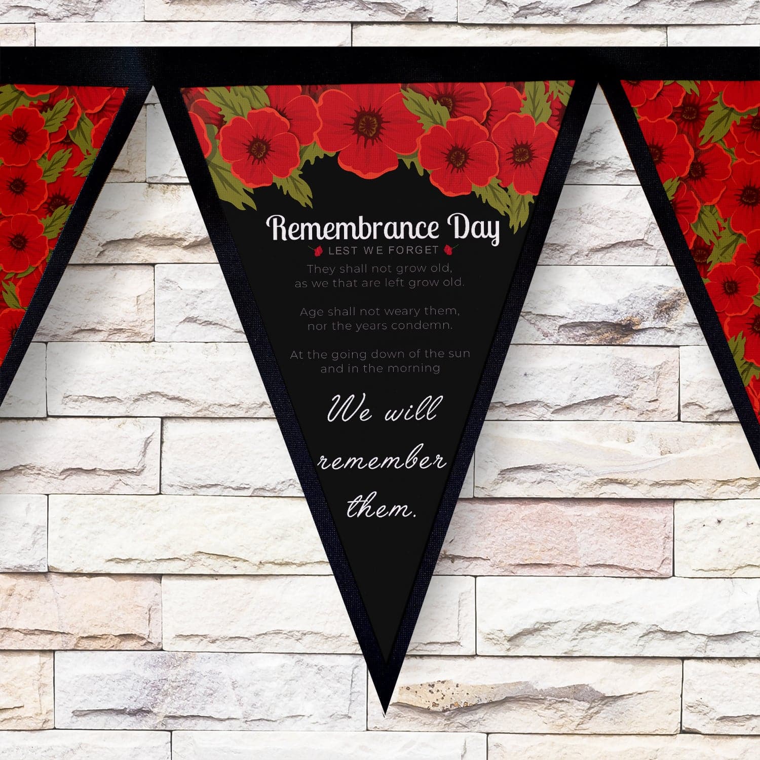 Remembrance Day Poem - 3m Fabric Bunting 