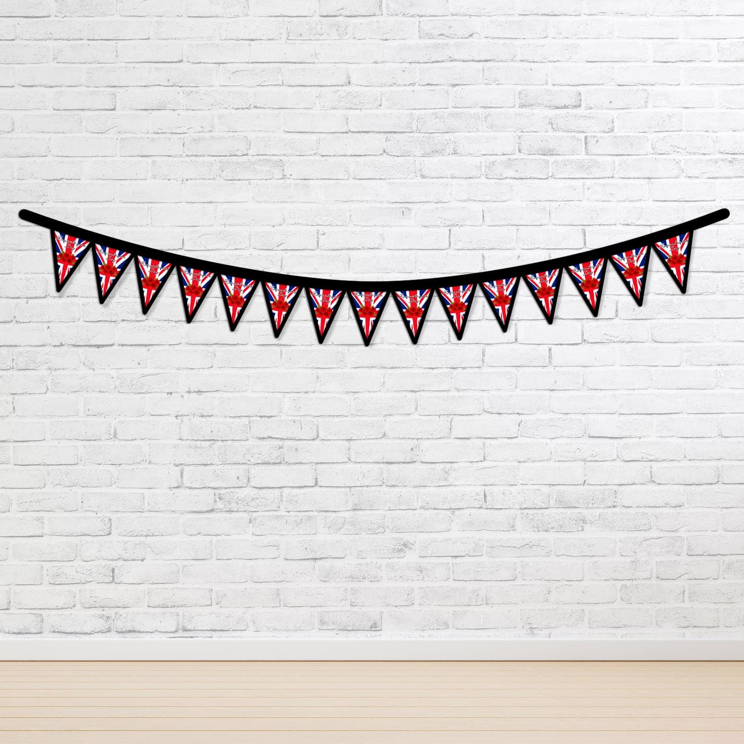 Remembrance Day - Poppy Flag - 3m Fabric Bunting 