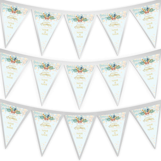 Personalised Anniversary - Blue Speckle - 3m Fabric Bunting