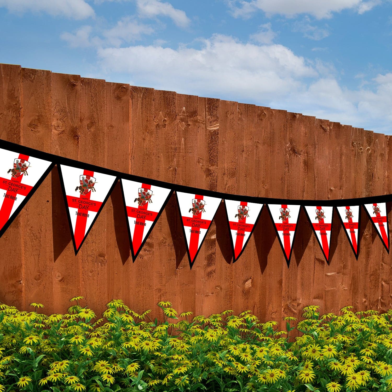 Personalised St George's Day - 3m Fabric Bunting With 15 Individual Triangles