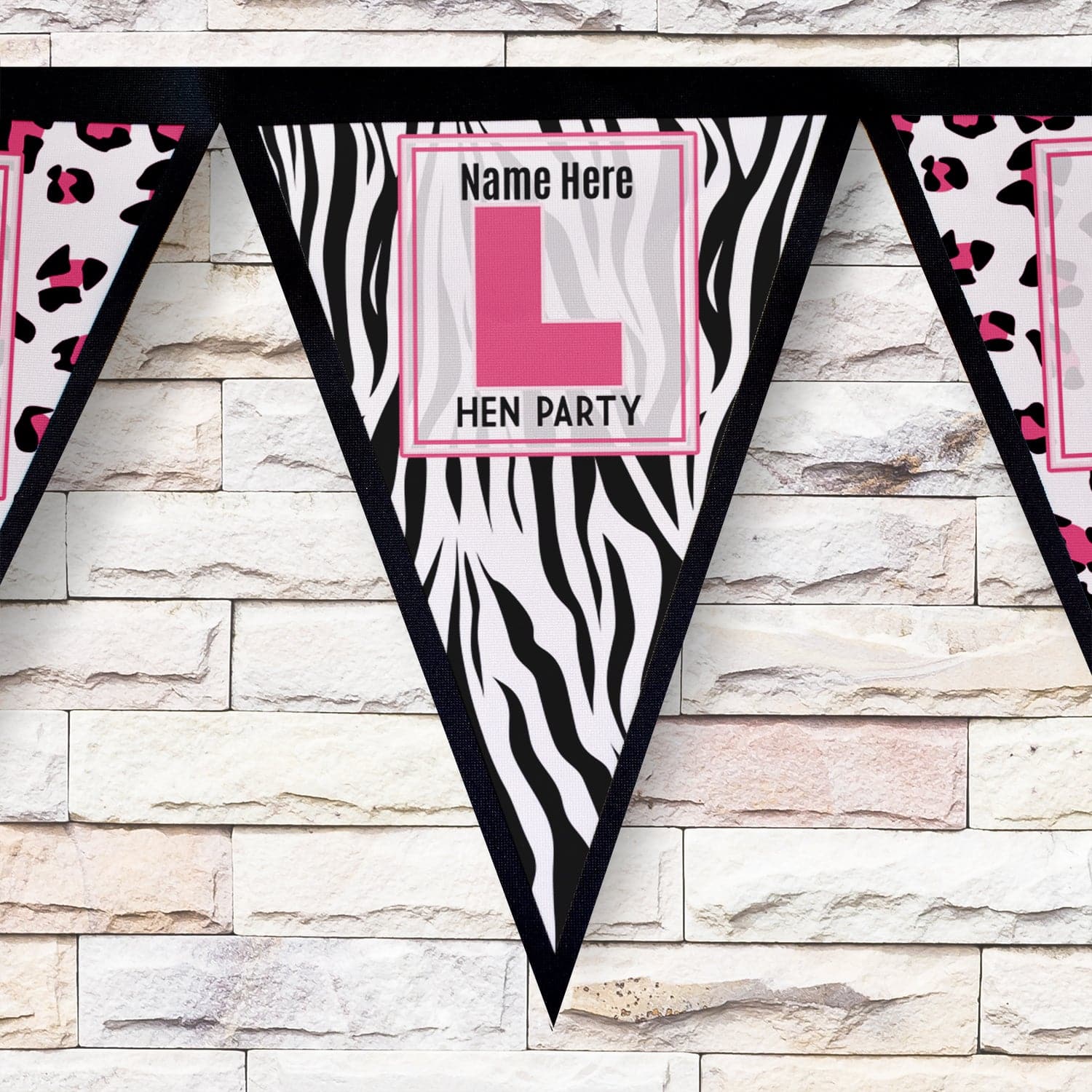 Personalised Hen Party - Animal Skin - 3m Fabric Bunting
